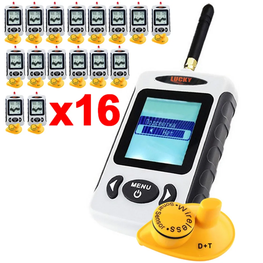 

16 x pieces LUCKY FFW-718 Russian Menu Digital Wireless Sonar Sensor Fish Finder River Lake Sea Live Update Contour 45M