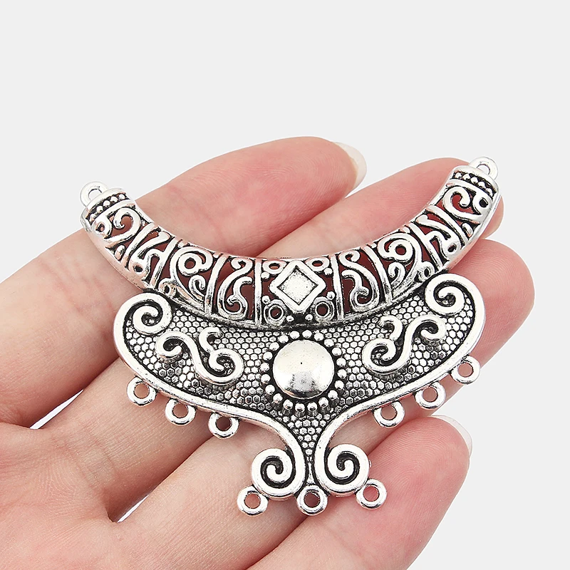 2pcs Antique Silver Color Charms Large Pendant For Necklace Earring
