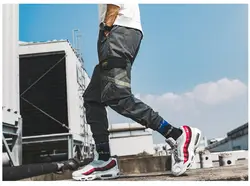 Новинка 2019 года, штаны в стиле хип-хоп, мужские брюки-карго с карманами, уличная одежда, однотонные хлопковые свободные штаны