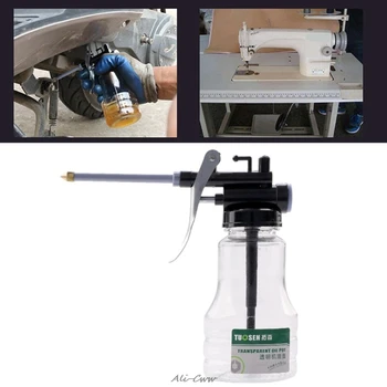 

Hardware tool transparent oil can 350ml plastic hose refueling pot High pressure oiler Oil gun