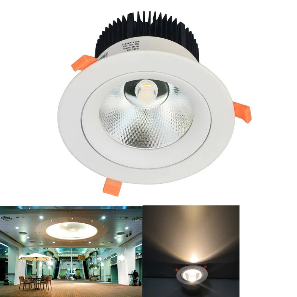 

LED Downlight 20W 30W AC85-265V very bright LED COB chip canister light embedded ceiling white/warm white