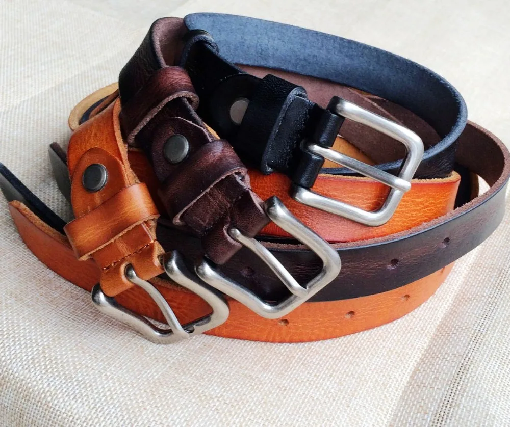 DKBLINS Fashion kids leather belt genuine leather distressed belt kids fashionable casual brief pin buckle 85cm long
