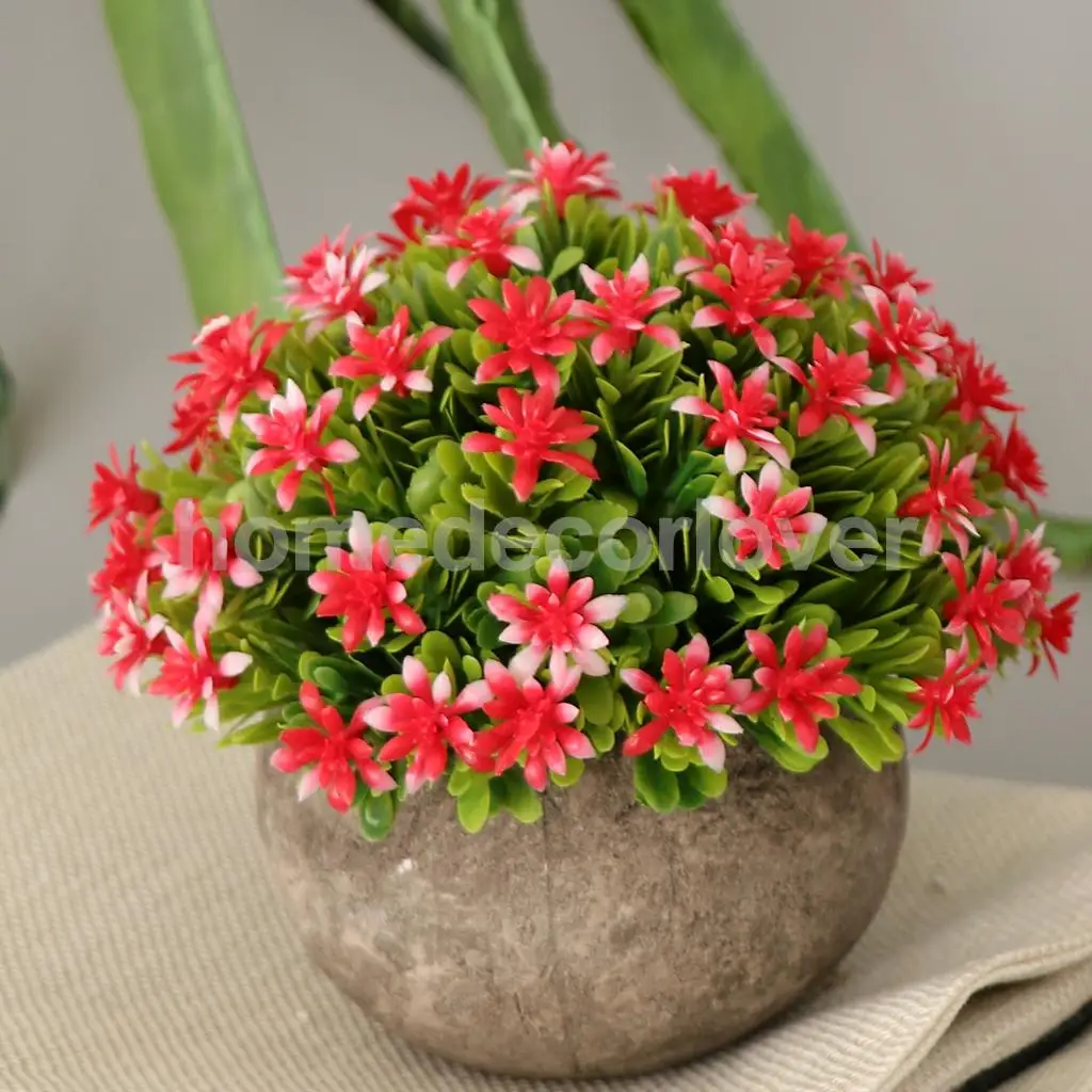 Hot Sales Artificial Shrubs Faux Plastic Fake Gypsophila Potted Flowers Indoor Outside Home Garden Office Wedding Home Decor
