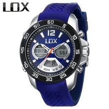 LOX Men Sports Analog Digital Watch Dual Display Multifunction Quartz Wristwatches Top Luxury Outdoor Male Clock Montre Homme