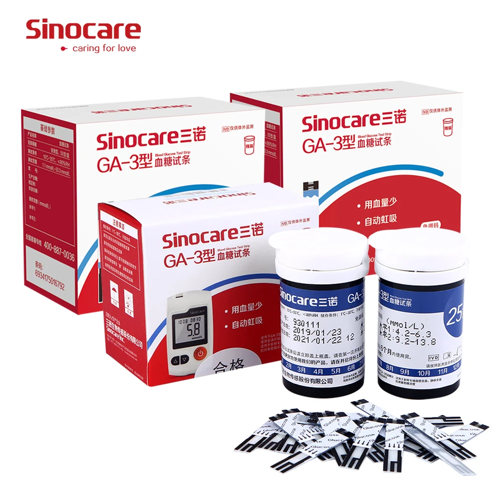 Baratos 150 Uds. Sinocare tiras de prueba de glucosa en sangre (solo para GA 3)