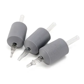 

Tattoo Supplies 15Pcs/Box Silicone Sterilized Disposable Grey 30MM Tattoo Tubes Grip With Clear Long Tips For Beauty Body Care