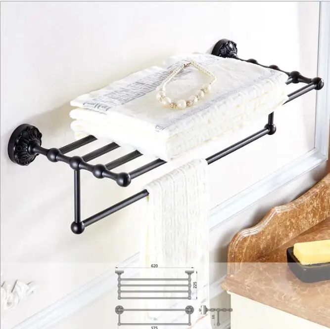 Antique Fixed Bath Towel Holder Brass Towel Rack Holder for Hotel or Home Bathroom Storage Rack