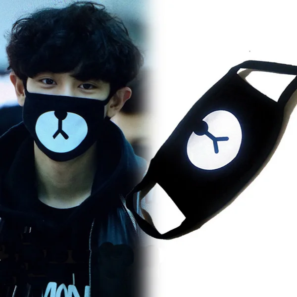 

New Arrival Health Tool Set for Facial Protective Cover EXO Chanyeol Chan yeol Same Style Lucky Bear Black Mouth Mask Kpop Cool