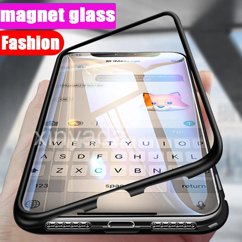 

magnet Bumper Glass Case For Huawei V20 Y9 2019 honor 8X 10 Mate 20 Lite P Smart Plus Nova 4 V10 3 3i P20 P30 Pro 3E Cover Shell