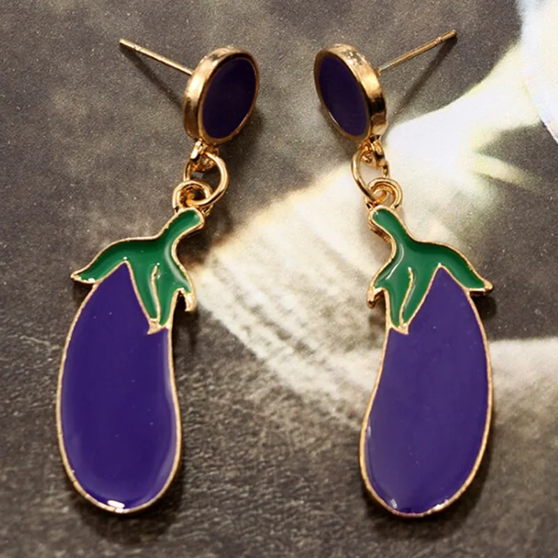 Vegetable Eggplant Earrings Purple Fashion Eggplant Earrings Lovely Drop Earrings For Women