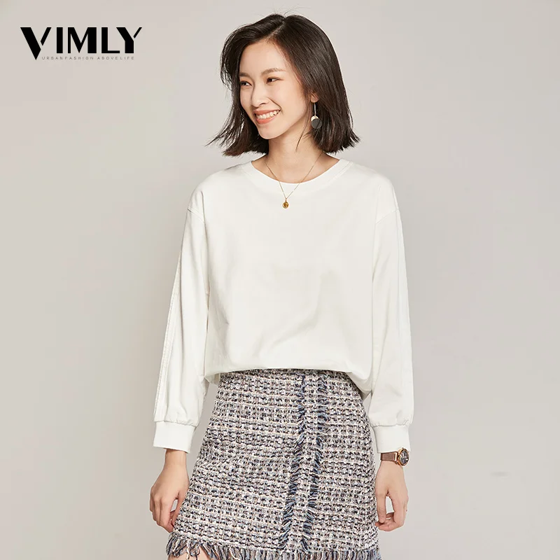 

Vimly Women Casual Solid Sweatshirt Female Autumn Long Sleeve Pullover Tops Ladies Ruffle Sleeve O Neck Stylish Street Wear