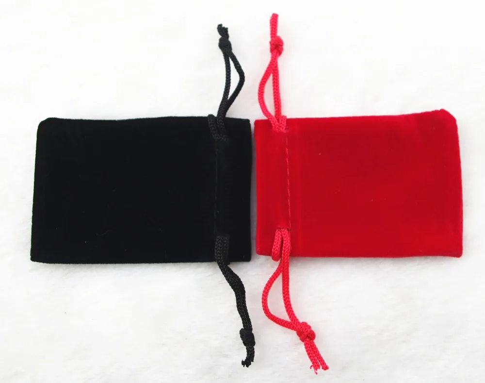 

Free Shipping 100Pcs 5X7cm Black and red Velvet Drawstring Pouch Bag/Jewelry Bag,Christmas/Wedding Gift Bag