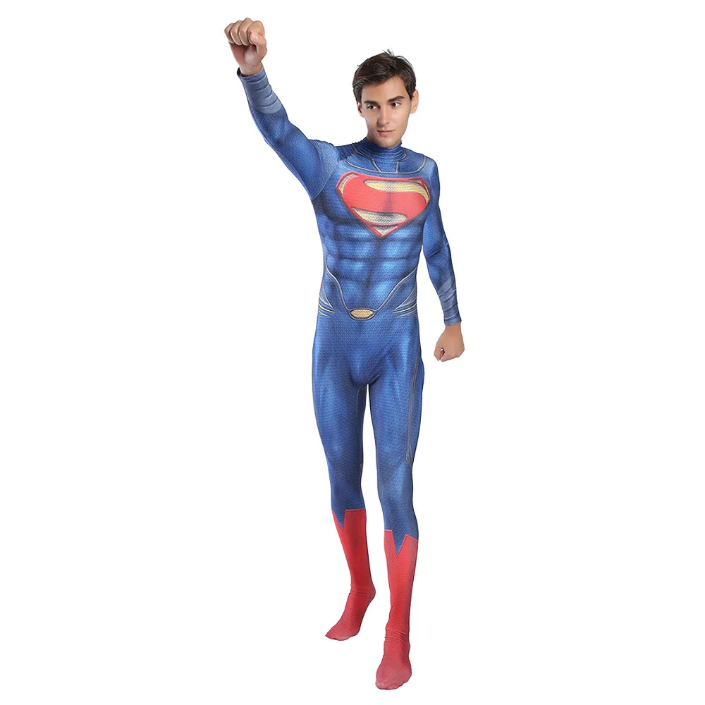 Костюм Супермена для взрослых и детей Deluxe Muscle Clark Kent Косплей комбинезон Zentai боди Хэллоуин вечерние Карнавал Наряд костюм