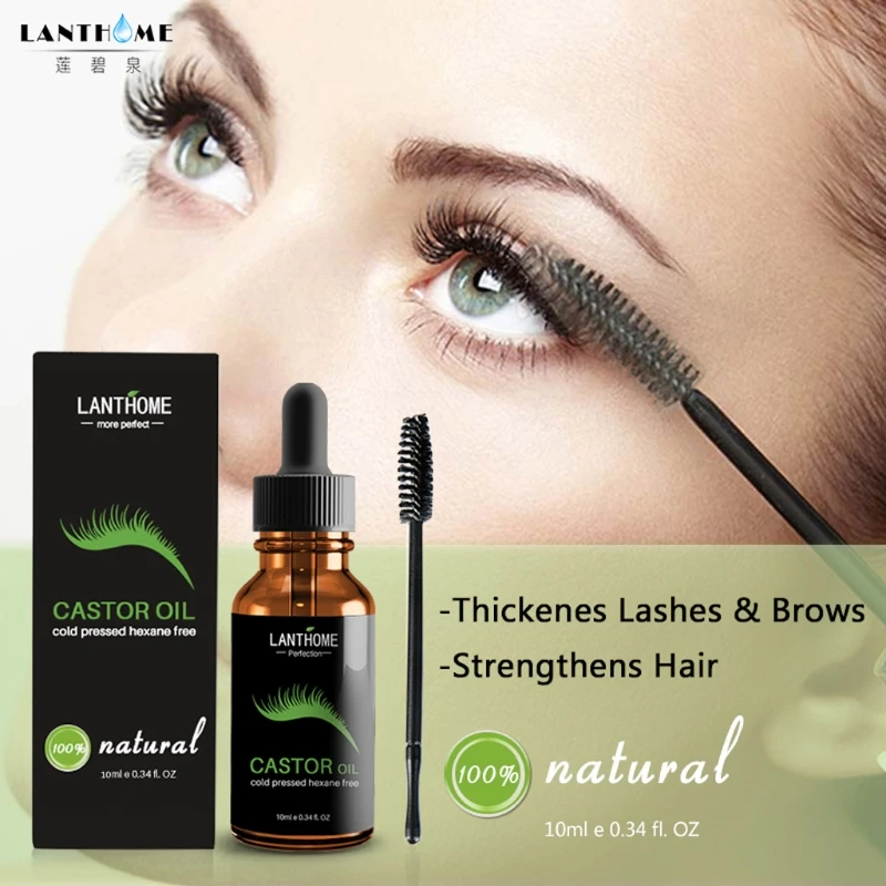 

Castor Oil Eyelashes Eyebrow Enhancer Boost Growth Serum Essential Oil And Brush