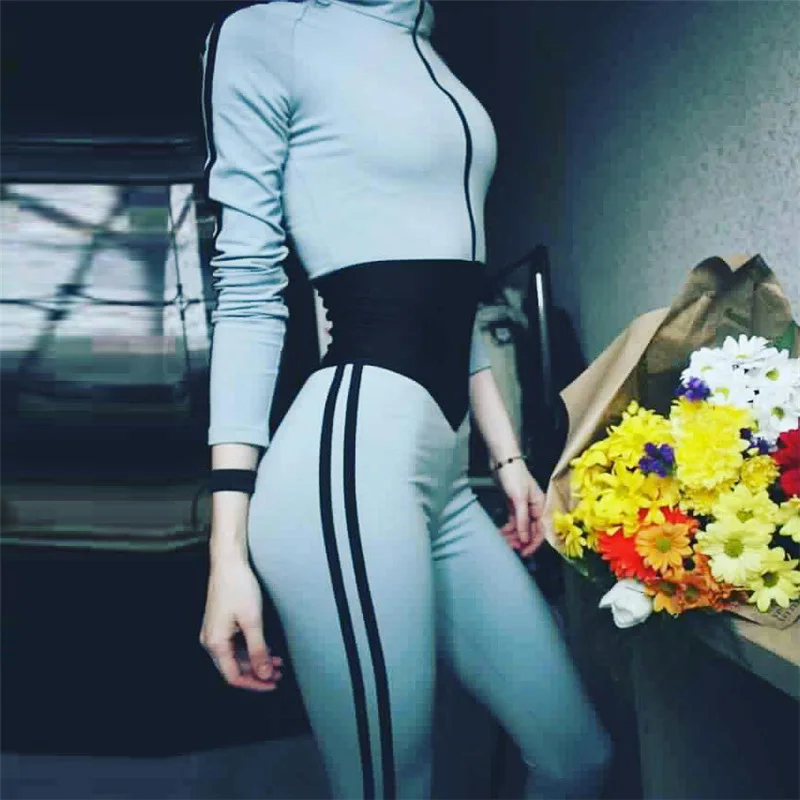 long sleeve hooded side black lines grey light blue cross back one piece jumpsuit catsuit dancing activewear yoga pant workout legging sports legging outfits gym gear (15)