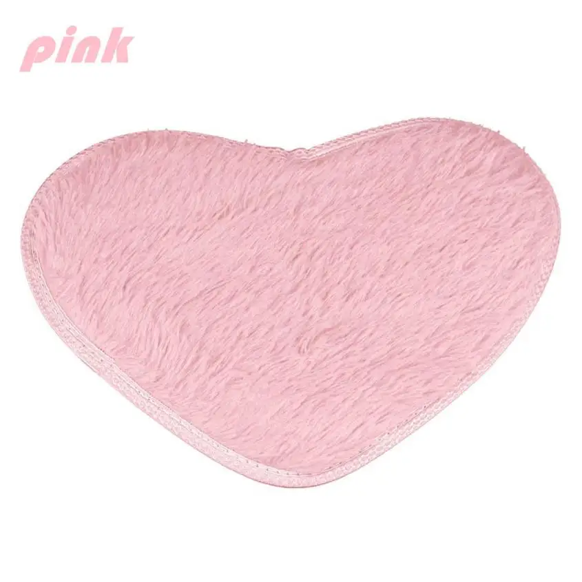 Высокое качество 40*28 см сердце Абсорбент нескользящие коврики для ванной коралловый флис ванная комната ковер кухня дверь пол ковер Туалет Декор - Цвет: Pink