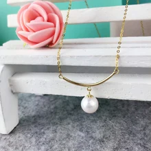 AINUOSHI 18 К желтое золото натуральный культивированный пресноводный жемчуг солитер жемчужный кулон ожерелье колье для женщин Свадебный Bijoux