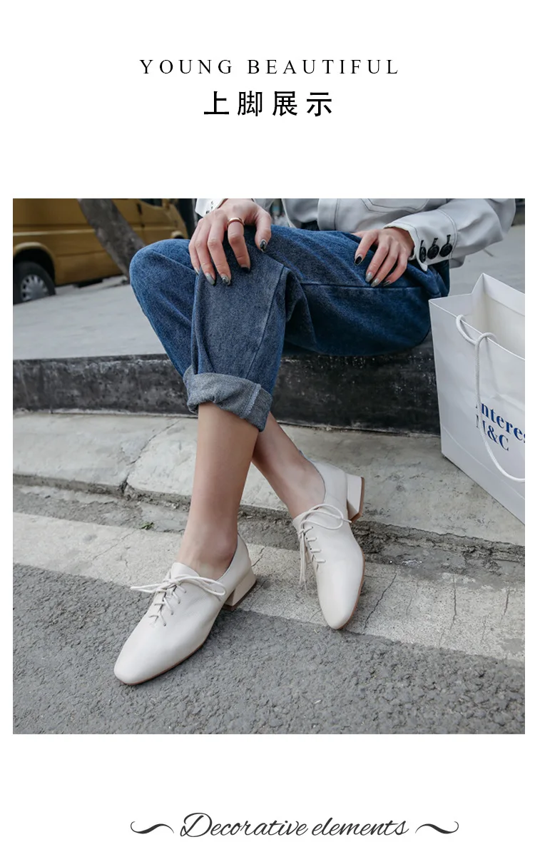 spring and autumn new leather women's shoes British style rough with small leather shoes wild casual shoes