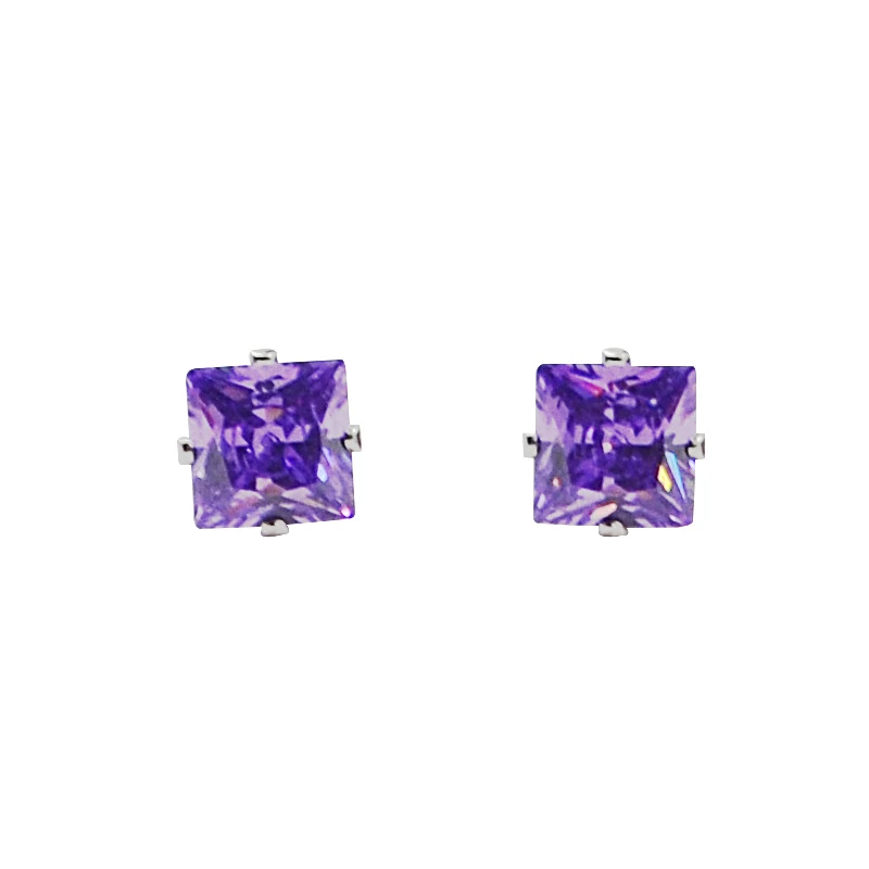Женские квадратные серьги гвоздики с фианитами 2 цвета|Серьги-гвоздики| |