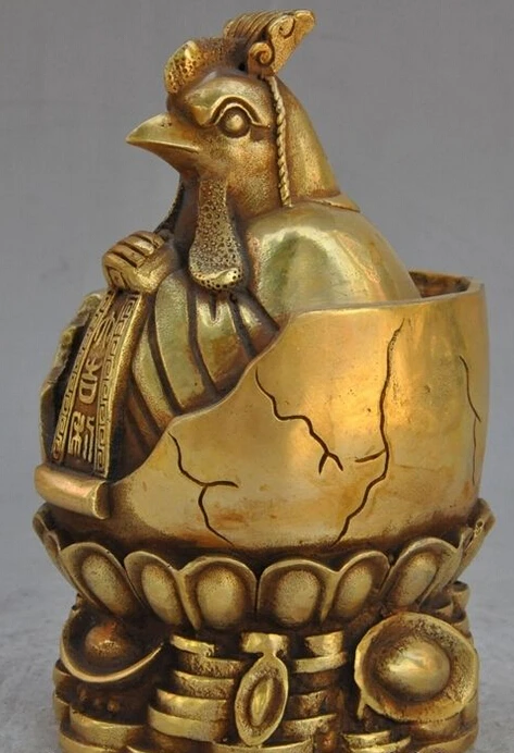 

zhaorui88K607<<< Details about Chinese fengshui Brass zodiac Cock Rooster wealth Rich Egg Chicken Cook Statue
