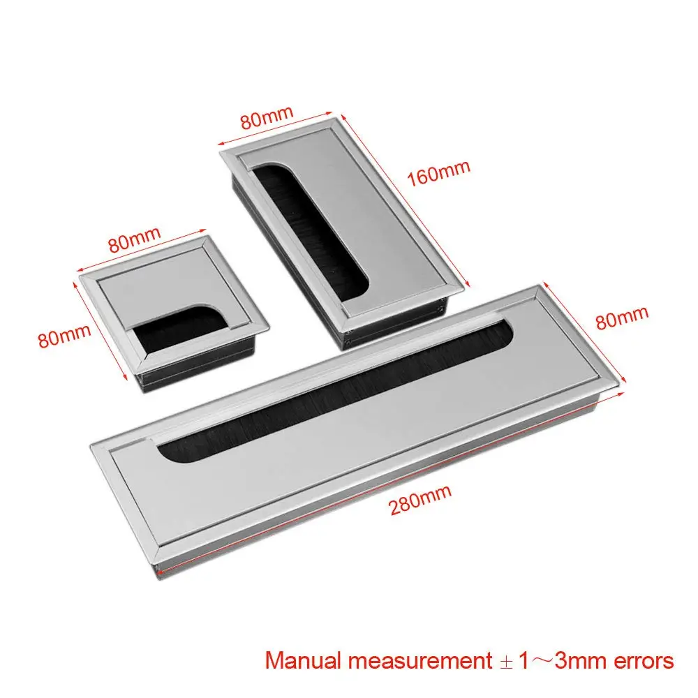 2 шт. черный или серебристый стол из алюминиевого сплава стол прямоугольная проволока Кабельная коробка отверстие крышка Выпускной канал с черной щеткой 80X80 мм