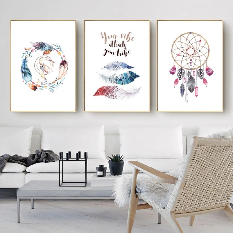 

Indian Hanger Feather Decorative Poster Canvas Paintings Decoration Posters Prints Wall Art Picture Living Room Home Decor
