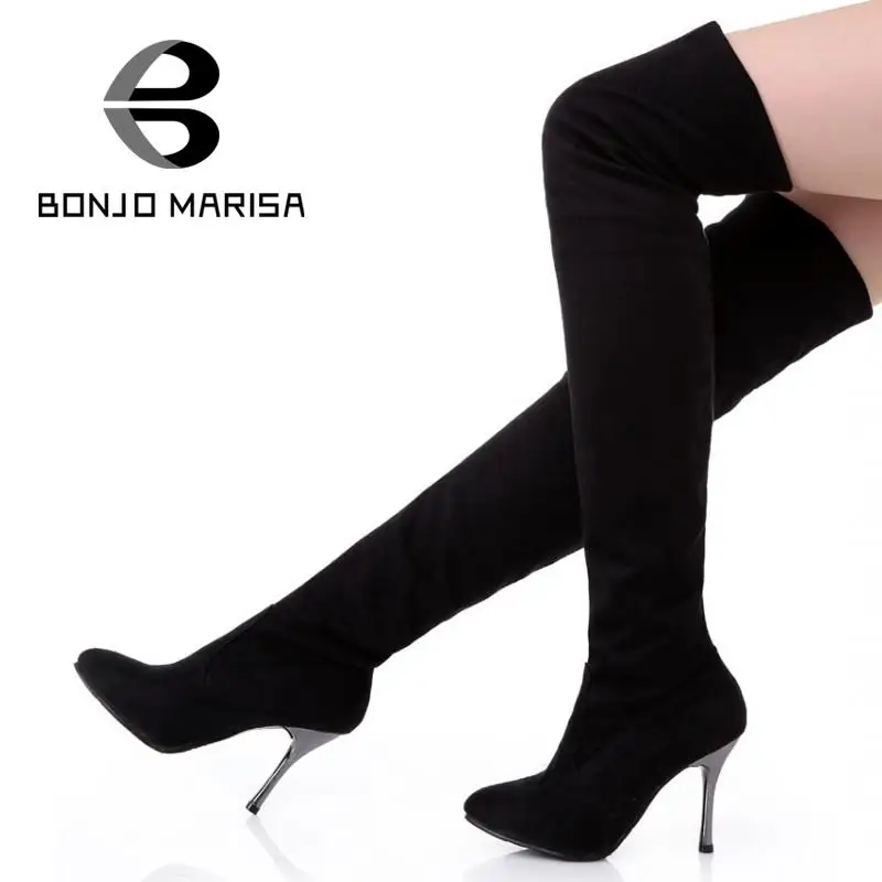 BONJOMARISA New Over The Knee High Boots Women Winter Shoes Big Size Thigh High Boots Woman