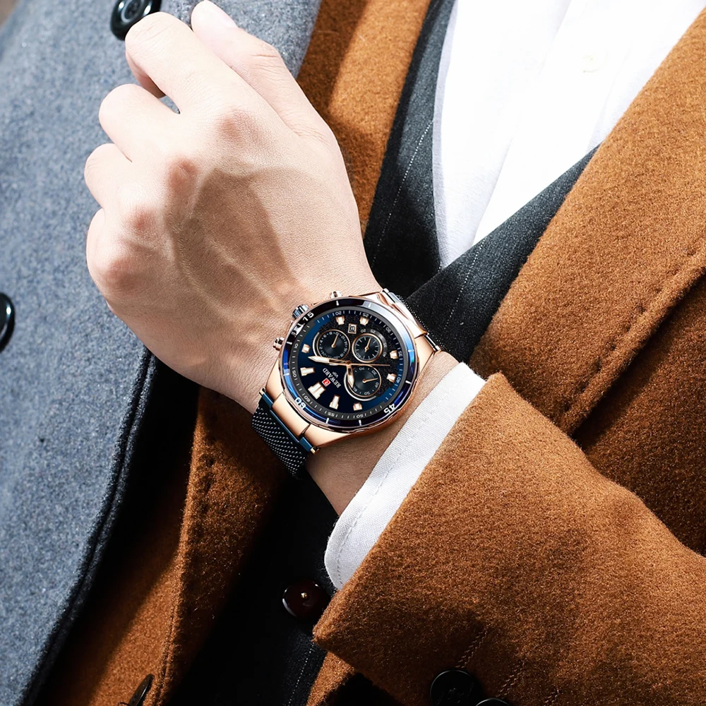 Мужские деловые наручные часы, роскошный бренд, награда, мужской полностью стальной ремень, 24 часа, часы с датой, кварцевые часы, водонепроницаемые