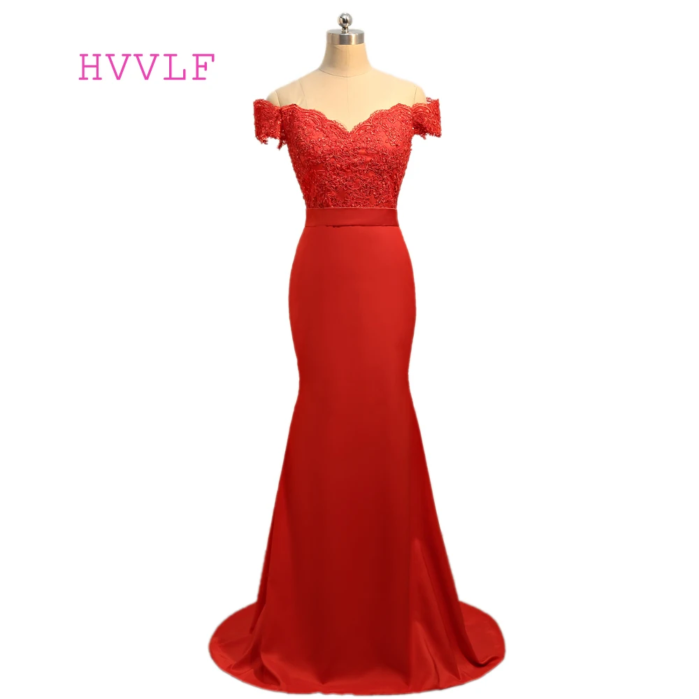 

Red 2019 Mermaid V-neck Cap Sleeves White Satin Lace Long Cheap Bridesmaid Dresses Under 50 Wedding Party Dresses
