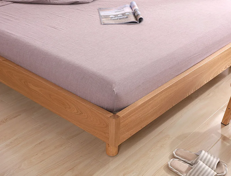 Cotton Solid Color Fitted Bed Sheet+ Pillowcases No Slipping Home Bedding for Children Adults Student 1.2m 1.5m 1.8m FML14