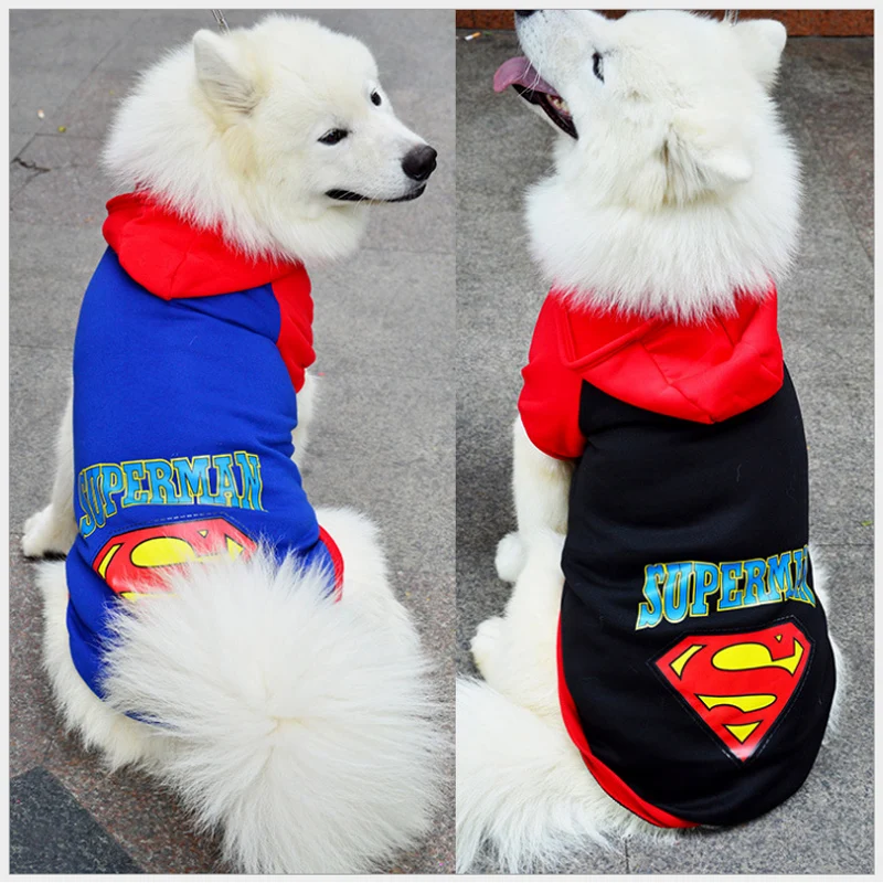 

2018 new Dogs Costume Hoodie Pet Superman Cartoon Costumes for Puppy Winter Dog Clothes for Dog Coats Cosplay Clothing Big