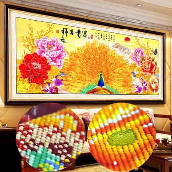

Diamond Embroidery Mosaic Painting Cross Stitch Special Shaped Shining Peacock Opening Rich Peony DIY 5D/3D Sale Decoration Gift