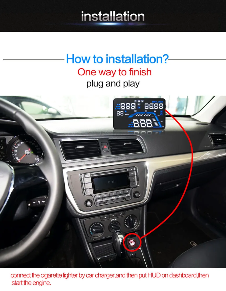 Universal Q7 5.5 Auto Car HUD GPS Head Up Display OBD II 2 Overspeed Warning Alarm Dashboard Windshield Project Speedometers-15