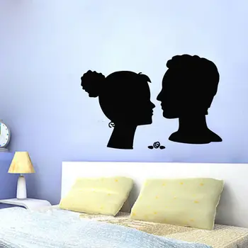 

Wall Decal Vinyl Sticker Woman Man Heads Silhouette Kissing Art Love Decor