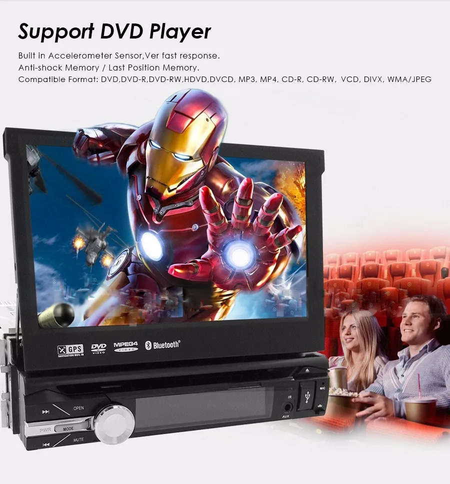 Discount car 1 din autoradio Audio RDS Car DVD Player Navigation PC Sub GPS Stereo SD MP3  Movie 1din Auto Radio MP5 Universal 7