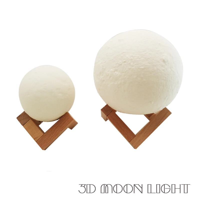 3D طباعة مصباح قمري LED ليلة ضوء قابلة للشحن 2 اللون تغيير اللمس التبديل لغرفة النوم خزانة الديكور الهدايا الإبداعية