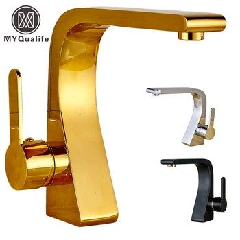 

Chrome/Black/Golden Single Handle Hole Brass Bathroom Faucet Deck Mounted Brass Basin Vanity Sink Mixer Taps