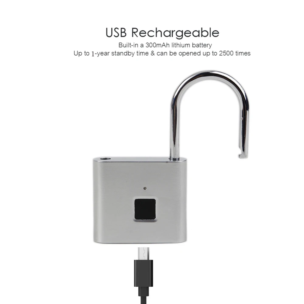 USB Перезаряжаемые смарт-ключа отпечатков пальцев Электрический замок IP65 Водонепроницаемый Anti-Theft замок безопасности двери Чемодан замок
