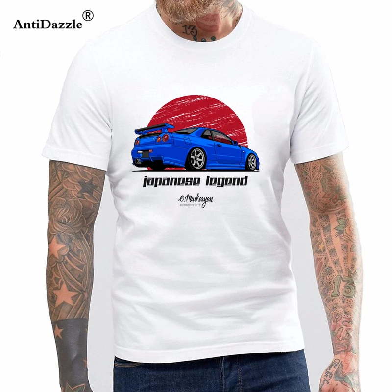 Antidazzle Футболка Модные Топы И Футболки Nissan Skyline GTR R34 человек Slim Fit короткий рукав с