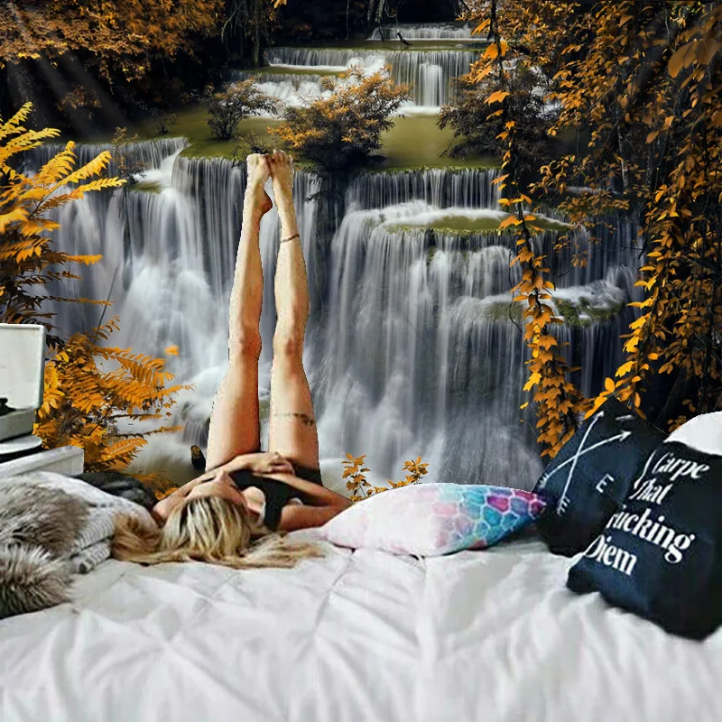 3D пляжное полотенце водопад пейзаж красивый лесной поток печать настенный ковер йога коврик Домашний Декор гобелен