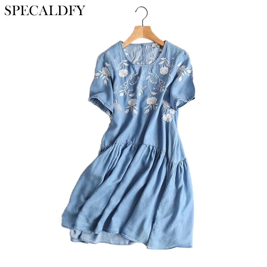 2017 New Fashion Casual Denim Dress Women Short Sleeve