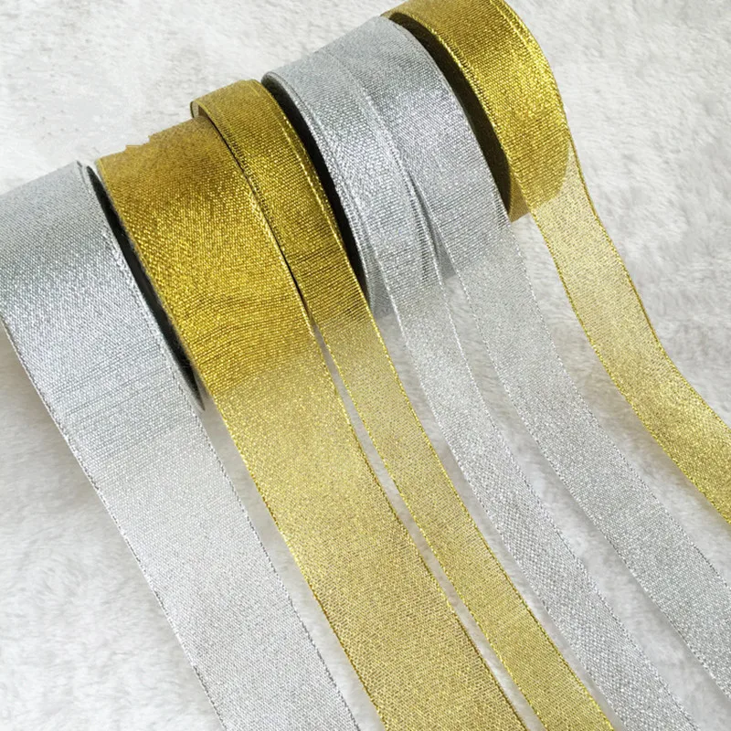 

10yards/lot 4.0cm Gold and Silver Onion Ribbon Handmade Material for DIY Wedding Christmas Decoration Webbing Card Gift Wrapping