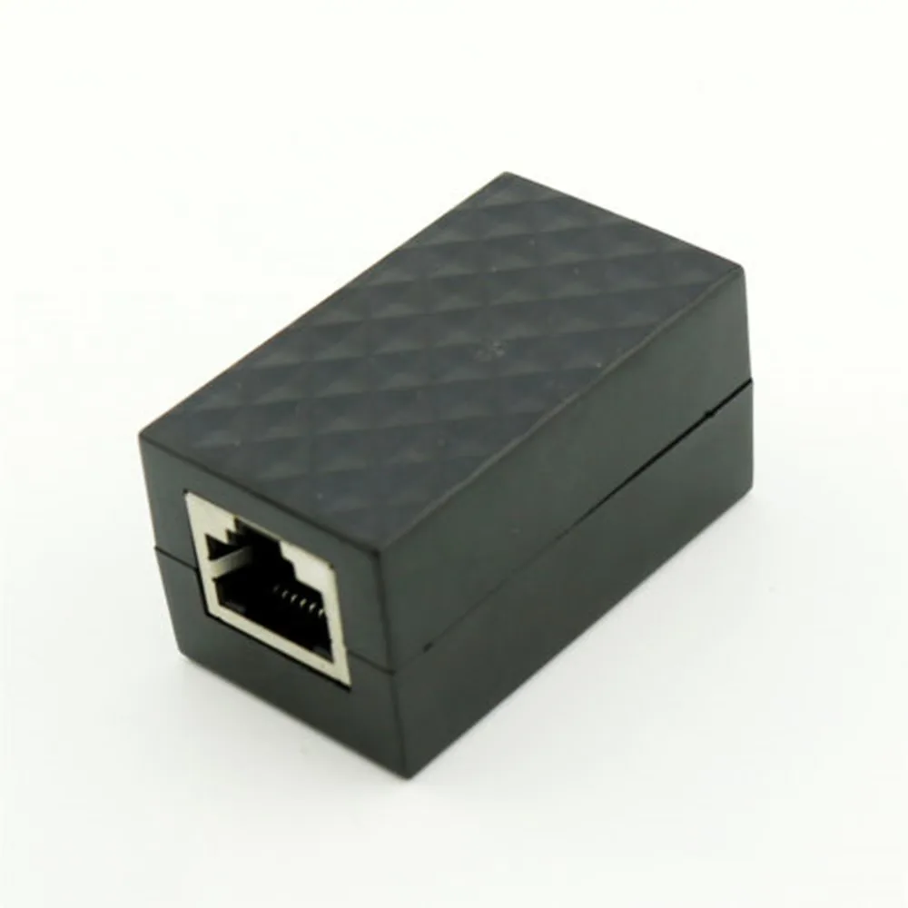 1pc 피뢰기 RJ45 암-암 잭 확장 어댑터 이더넷 서지 보호기 네트워크 보호 장치 검정색