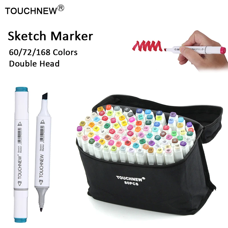 

TOUCHNEW 60/72/168 Colors Sketch Markers Pen Set Drawing Marker Pen for Manga Marker Artist Supplies