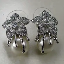 BLANCO PERLA 925 PLATA de LEY PENDIENTES de TE130 PARA