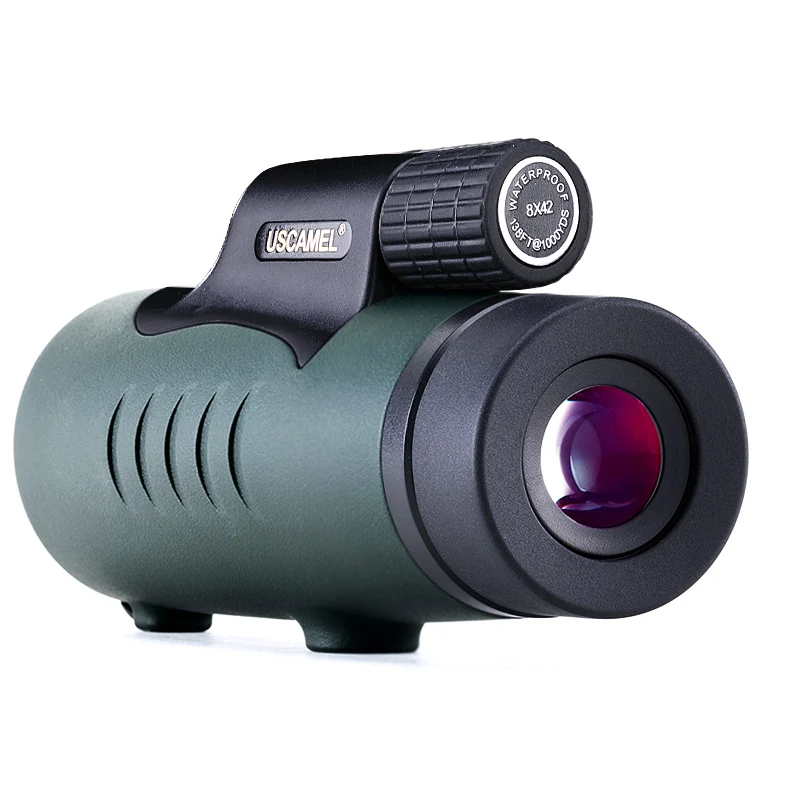 USCAMEL 8X42 Монокуляр компактный охотничий BAK7 прозрачное видение для наблюдения за птицами водонепроницаемый телескоп HD(черный, армейский зеленый