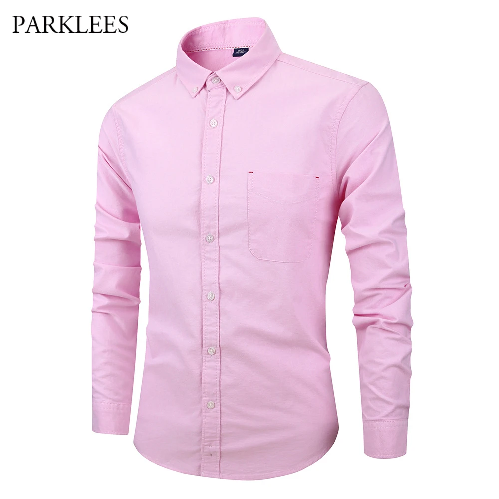Aliexpress.com : Buy Latest Pink Oxford Shirt Men Casual Soft Long ...