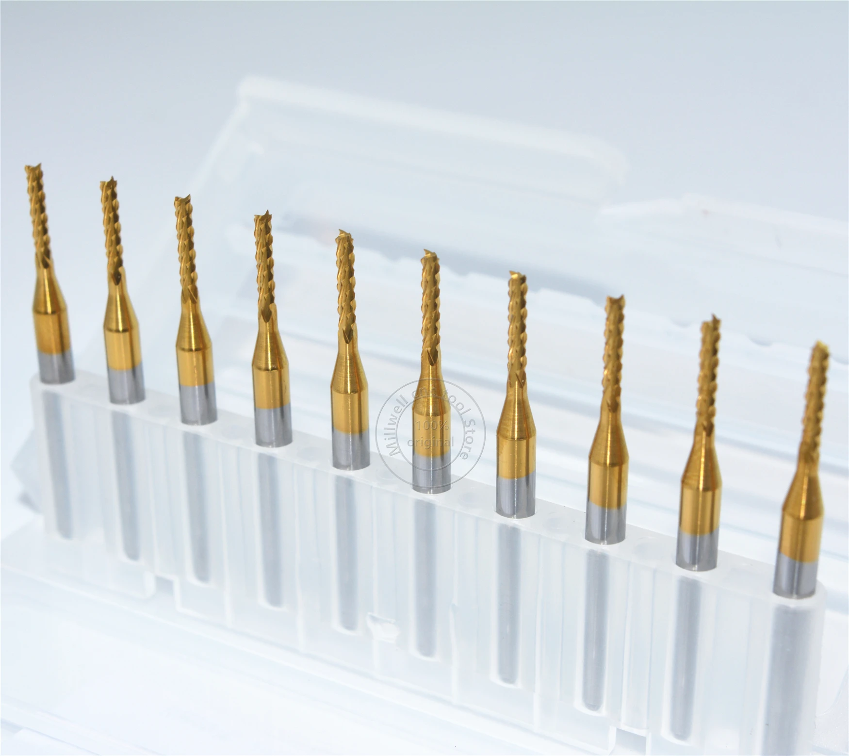 10 шт.-3,175 мм(1/8 '')* 1,5 мм, ЧПУ PCB бит, микро ПХД доска Концевая мельница, Оловянное покрытие вольфрамовой стали CNC инструмент, плавное удаление чипа