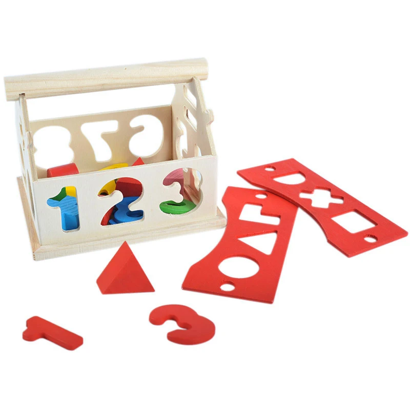 Wholesale Kid Wooden Number House Building Toy Educational Intellectual Blocks