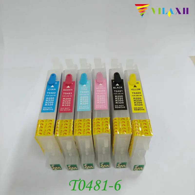 Vilaxh T0481-T0486 многоразовый чернильный картридж для Epson Stylus R200 R300 R340 R300M R320 RX500 RX600 RX620